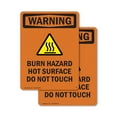 thumbnail image 1 of (2 Pack) Burn Hazard Hot Surface With Symbol OSHA Warning Sign 12 Inch X 18 Inch Plastic Sign, Weather Resistant, UV Protected for Workplace, Business, and Construction Site, Made in, 1 of 8