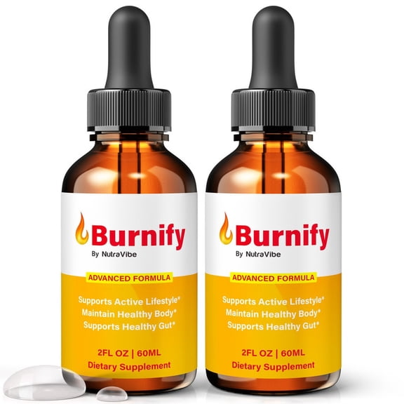 (2 Pack) Burnify Natural Daily Liquid Formula Designed to Align with Fitness Goals, Support an Active Lifestyle & Body Balance | Just a Few Drops for a Fit-Focused Routine (60 Servings)