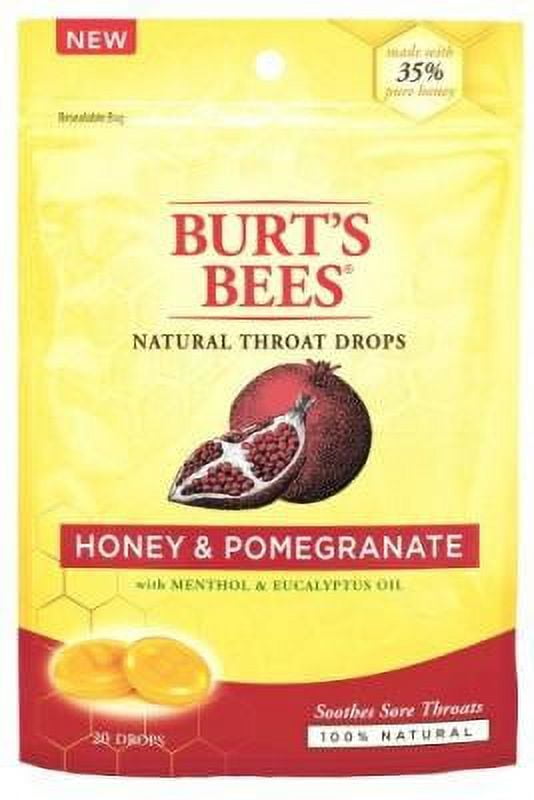 2 Pack Burt's Bees Natural Throat Drops, Honey & Pomegranate 20 ea