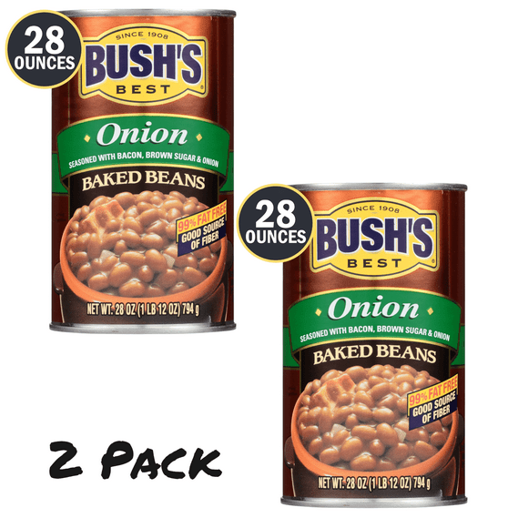 ( 2 Pack ) Bush's Baked Beans with Onion, Canned Beans, 28 oz Can