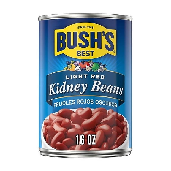 (2 pack) Bush's Canned Light Red Kidney Beans (), Good Source of Plant-Based Protein, Good Source of Fiber, Fat Free, Gluten Free, 16 oz