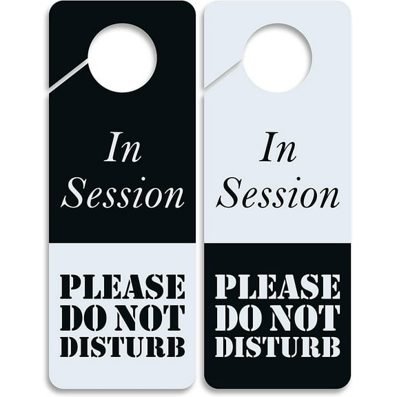 2 Pack Business Design Do Not Disturb Sign - in Session, Double Sided,Door Knob Hanger Sign