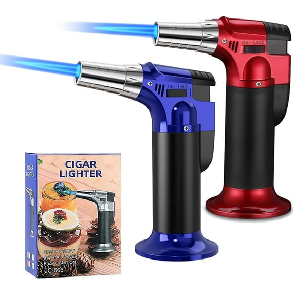 2 Pack Butane Torch Kitchen Blow Lighter,Culinary Torches Professional Chef Cooking Adjustable Flame For Sous Vide,Creme Brulee,Baking,BBQ (Butane Gas Not Included)