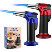 2 Pack Butane Torch,Kitchen Torch Cooking Torch Creme Brulee Torch,Refillable Adjustable Flame Lighter with Safety Lock for DIY,Creme,Brulee,BBQ and BakingButane Gas Not Included