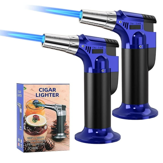 2 Pack Butane Torch,Refillable Culinary Cooking Torch Kitchen Blow Torch Lighter with Safety Lock Adjustable and Lock Flame (Butane Gas not Included)