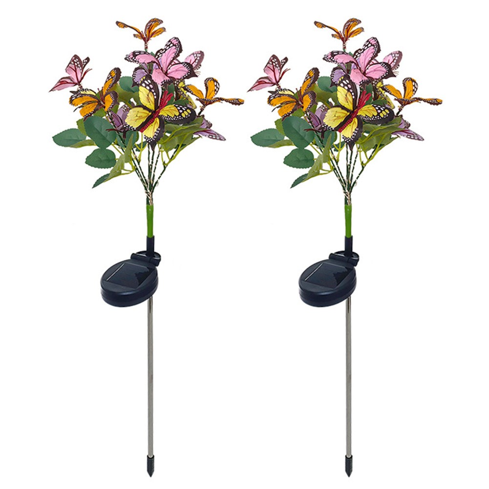 2 Pack Butterflies Garden MultiColor Lights Solar Powered Stake Lamp