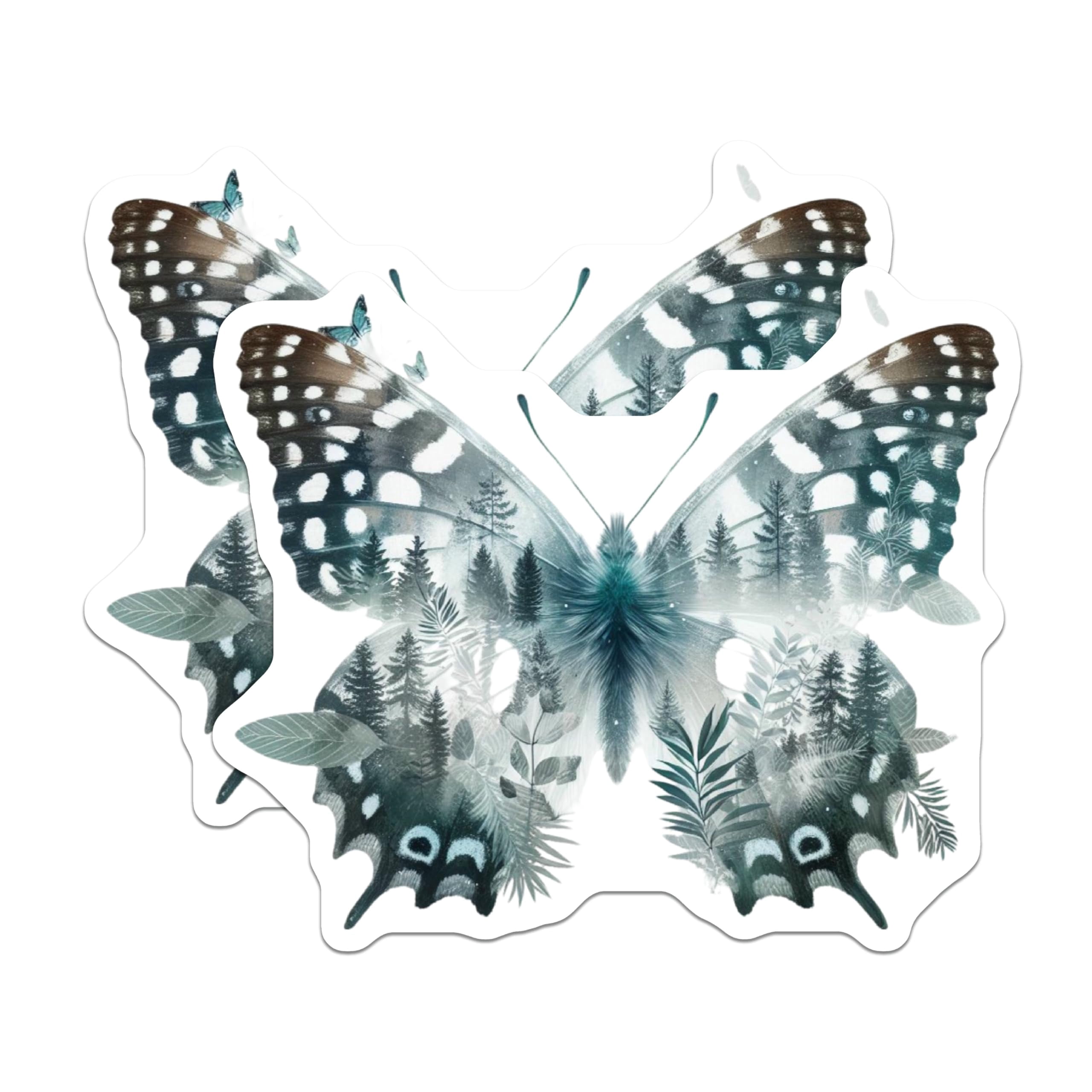 (2 Pack) Butterfly Forest Stickers - Nature Decals - Botanical ...