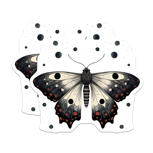 (2 Pack) Butterfly Pattern Magnets - Black and White Butterfly - Nature Theme Magnets - 5" On Longest Side - for Cars, Refrigerators, Toolboxes, Lockers - Made in USA BMCS3391