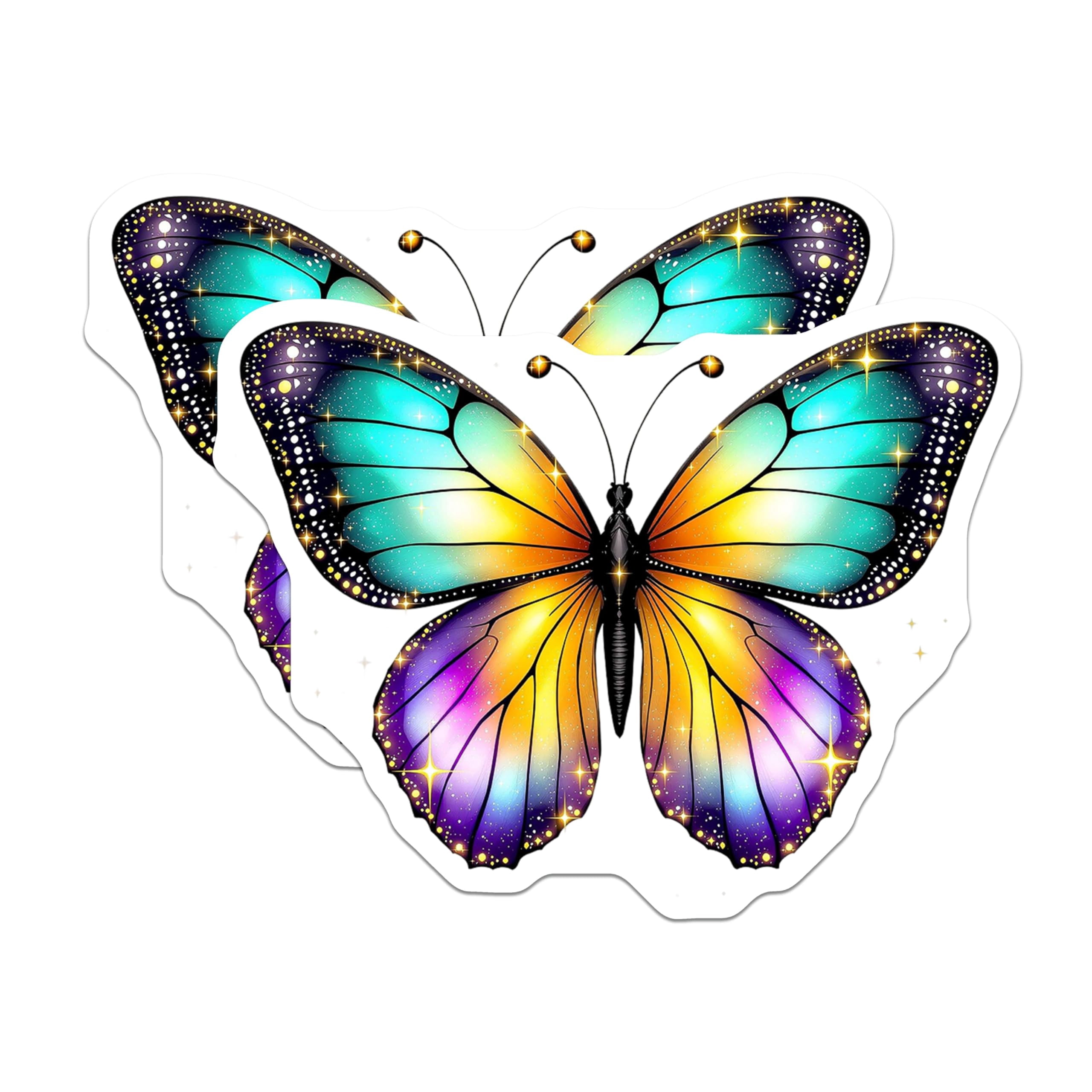 Butterfly Side Sticker (2 Pack) Butterfly Stickers - Colorful Insect Stickers - Sparkly ...