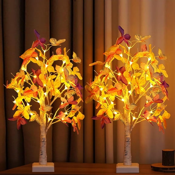 2 Pack Butterfly Tree Lighted Tabletop Bonsai Decorations with Warm White LED Lighted and Butterfly Leaves for Bedroom Room Dining Table Children's Room Halloween Party Decoration