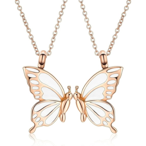 2 Pack Butterfly Urn Necklaces for Ashes for Women Men Stainless Steel Cremation Jewelry Keepsake Memorial Pendant Gift