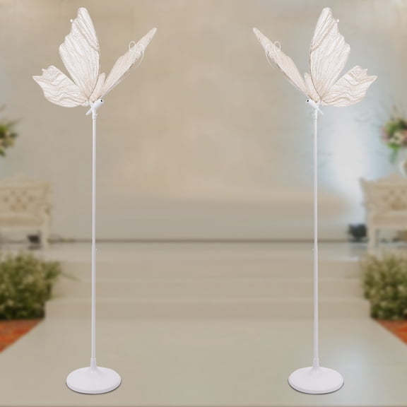 2-Pack Butterfly Wedding Aisle Lights Romantic Butterfly LED Decoration Lights, Adjustable Height 57.5-70.1in LED Decor with Dual Mounting for Indoor Weddings