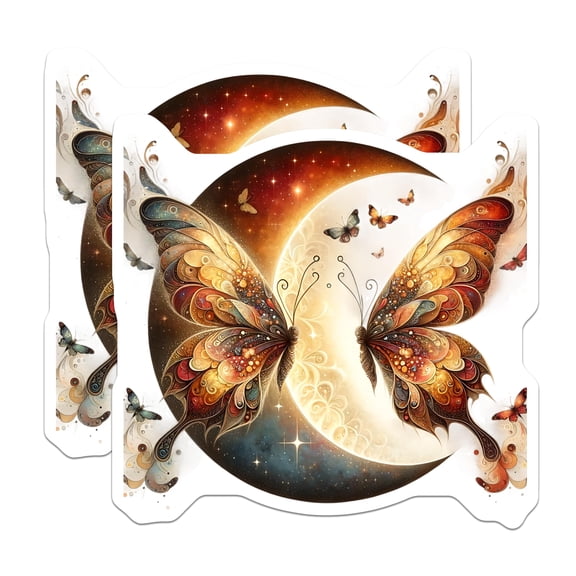 (2 Pack) Butterfly Wings Magnets - Celestial Moon Decor - Decorative Fridge Magnets - 5" On Longest Side - Premium Magnet - for Cars, Refrigerators, Toolboxes, Lockers - Made in USA - MAG14597