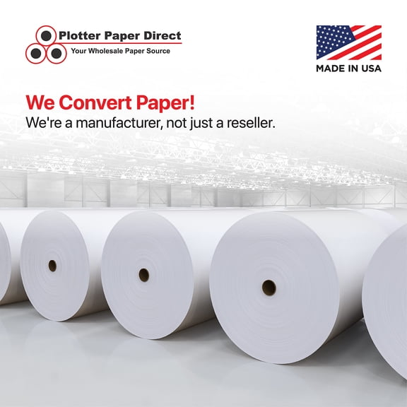 2-Pack CAD Plotting Rolls 30" x 300ft, 20lb Uncoated White Paper for Wide Format Printers, Technical Drafting, Engineering Plans, White