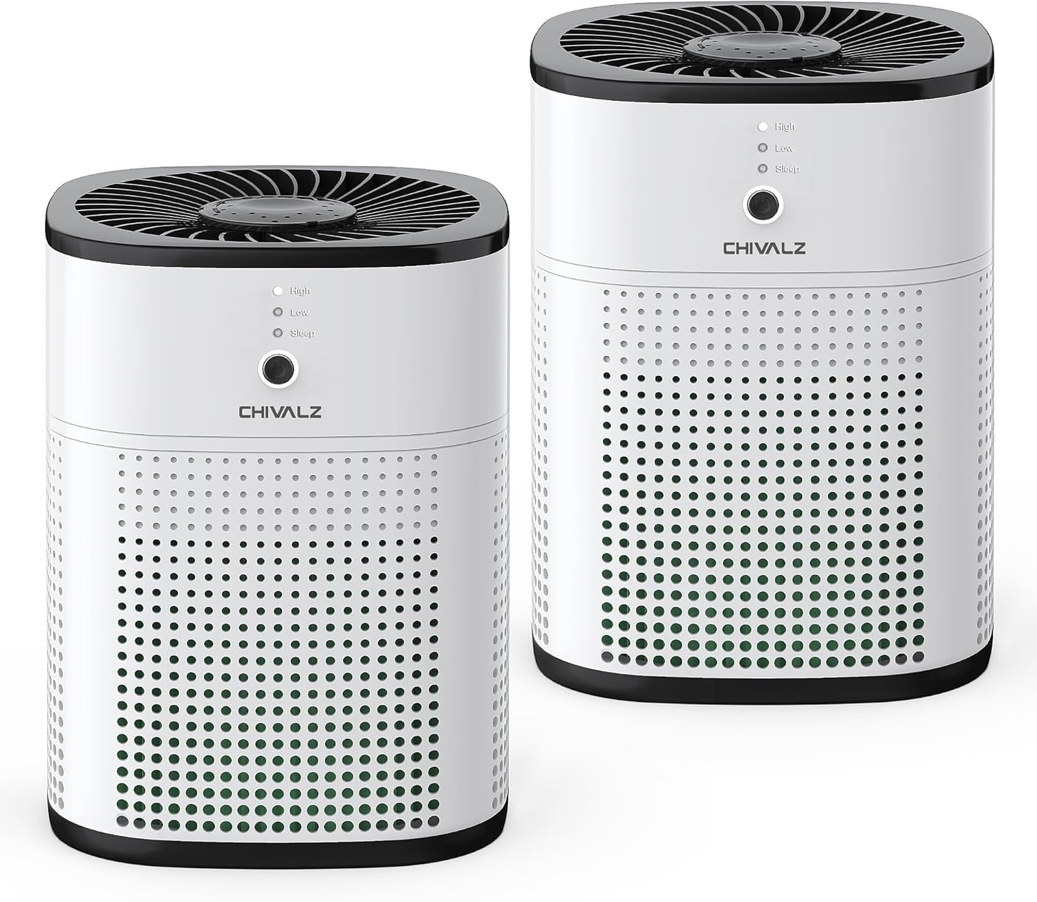 2 Pack CHIVALZ Air Purifiers for Bedroom with True HEPA Filter for Smoke, Dust, Pollen, Pet Dander, Small Air Purifiers for Home Bedroom, Quiet Air Cleaner with 24dB Sleep Mode, White