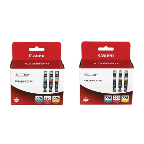 Canon 2 Pack CLI-226 Cyan/Magenta/Yellow Ink Cartridges for Select PIXMA iP, iX, MG, MX Series Printers, 3 Pack