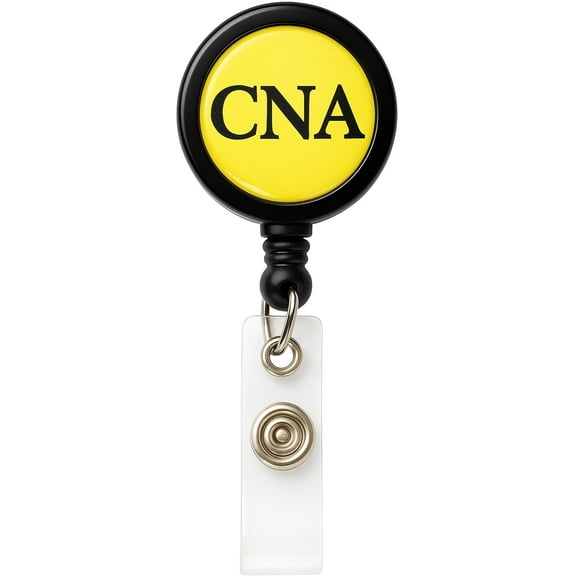 2 Pack - CNA Badge Buddy Reels with Alligator Clip - Swivel Retractable Reel CNA Badge Holder & Title Card in One - Nurse Retractable Hospital I'd Role Dome Label by Specialist ID (Yellow)