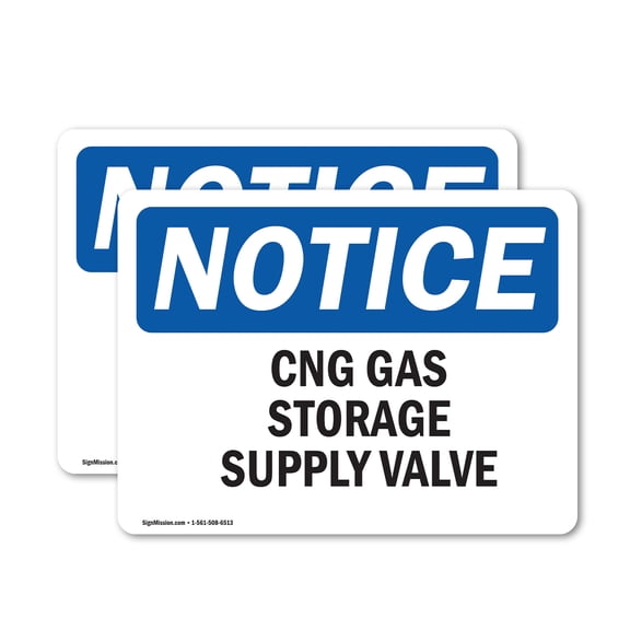 (2 Pack) CNG Gas Storage Supply Valve OSHA Notice Sign 5 Inch X 3.5 Inch Vinyl Label Decal Sticker Weather Resistant, UV Protected for Workplace, Business, and Construction Site, Made
