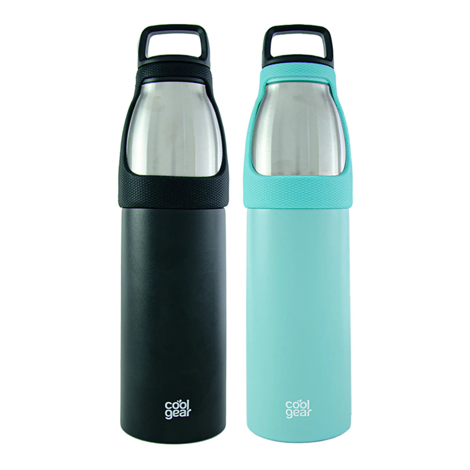 2 Pack COOL GEAR Saturn 24oz Stainless Steel Water Bottle | Silicone Tension Strap Tumbler - image 1 of 5