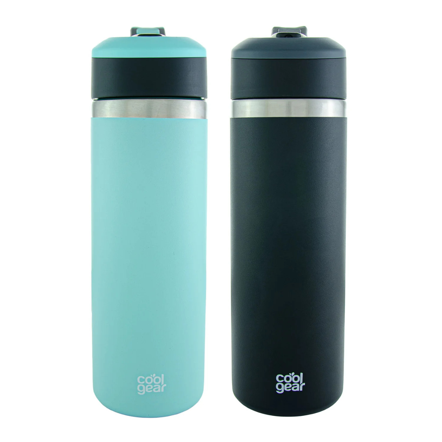2 Pack COOL GEAR System Pivot 22oz Stainless Steel Water Bottle | Silicone Tension Strap Water Bottle - image 1 of 4