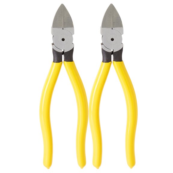 2 Pack CR-V Wire Flush Cutters, Soft Wire Side Cutters for Jewelry Making (Yellow, 7.5 Inch)