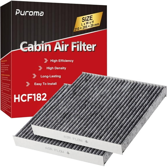2 Pack Cabin Air Filter with Activated Charcoal Layer Replacement for CP182, CF11182, Honda Civic, Clarity, CR-V, CR-Z, HR-V, Fit, Insight, Odyssey, Acura MDX, RDX, TLX, INTEGRA