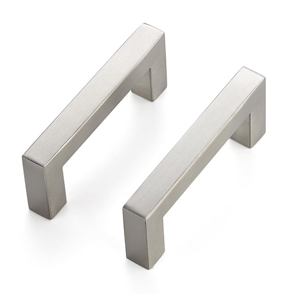2 Pack Cabinet Handles,3 Inch Brushed Nickel Cabinet Pulls,Kitchen Cabinet Handles Square Drawer Pulls Stainless Steel Drawer Hardware Handles, 76mm Hole Centers