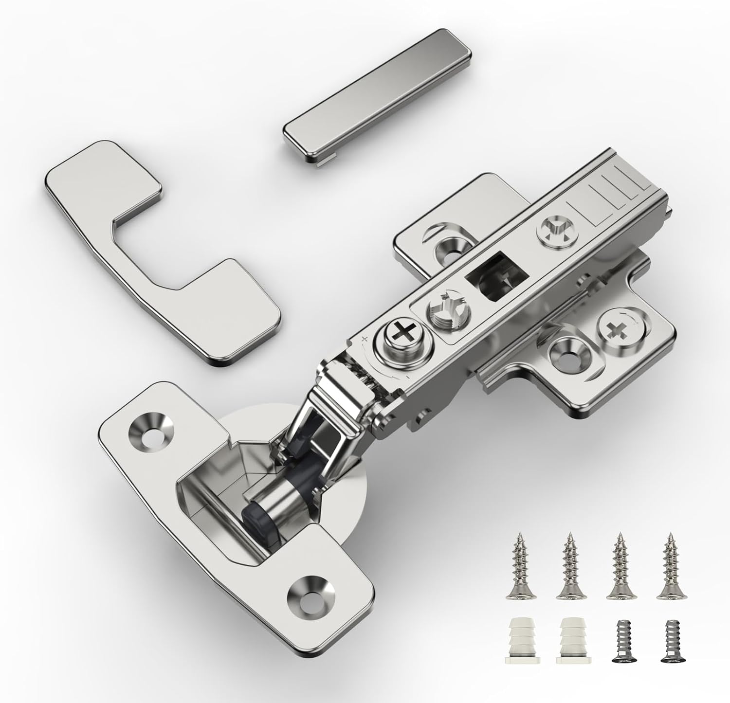 2 Pack Hinges,4D Adjustment Frameless Full Overlay Soft Close