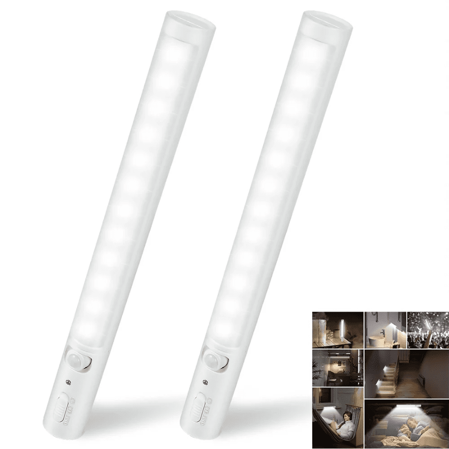 ANAMPION Under Cabinet Lights – 2-Pack, 40 LEDs, 2800mAh Rechargeable, Dimmable Motion Sensor Light Stick For Kitchen, Closet, Stairs
