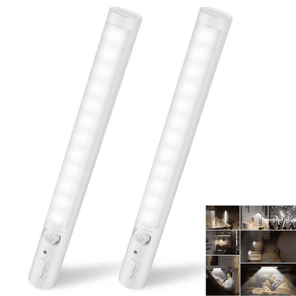 2 Pack Under Cabinet Lights, 21 LED Closet Light, Battery Powered Motion Sensor Night Light Bar for Kitchen, Wardrobe, Cupboard, Magnetic Adhesive Lamp