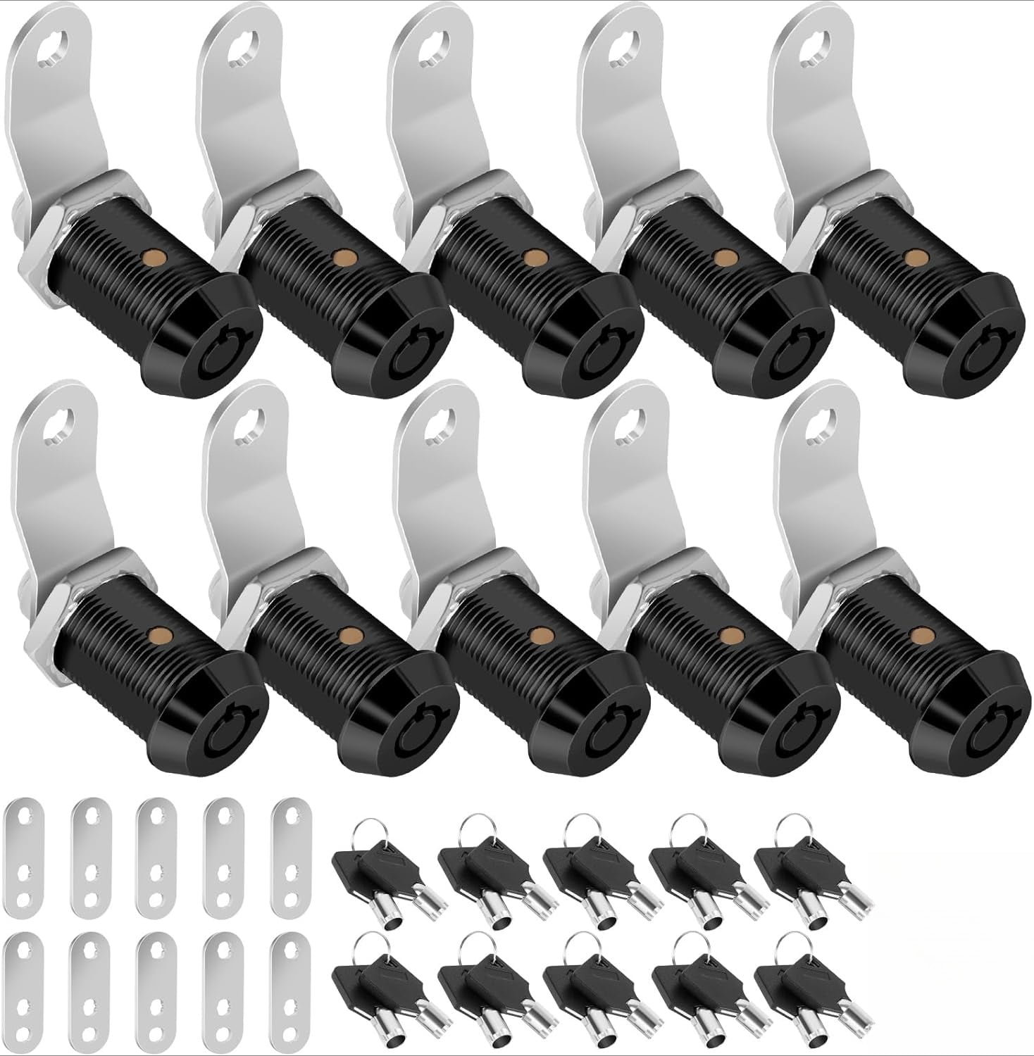 2 Pack Cabinet Lock with Keys, 1-1/8" RV Storage Lock Keyed Alike, RV Locks for Storage Door, Camper Cabinet Door Toolbox Lock Mailbox RV Cam Locks with Manual (Black -2 Pack, 1-1/8 Inch)…