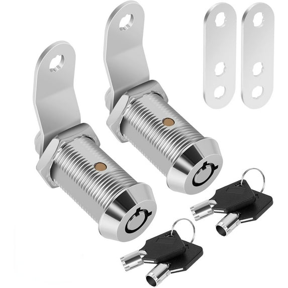 2 Pack Cabinet Lock with Keys, 1-1/8” RV Storage Locks Keyed Alike, RV Locks for Storage Door, Camper Cabinet Toolbox RV Cam Locks with Manual