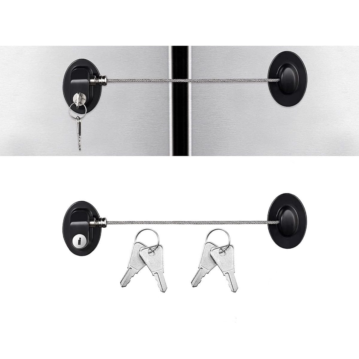 2 Pack Locks Baby Proofing Refrigerator Lock with Keys Adhesive