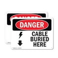 thumbnail image 1 of (2 Pack) Cable Buried Here OSHA Danger Sign 10 Inch X 7 Inch Indoor / Outdoor Rust-Free Aluminum Metal Signs for Workplace, Workshop, and Construction Site, Made in the USA, 1 of 8