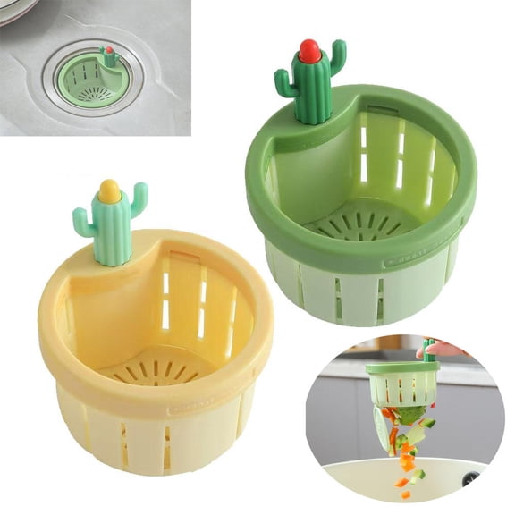 2 Pack Cactus Kitchen Sink Strainer, Creative Drain Catcher Basket for Kitchen Sink, Fun Sink Accessory for Food Waste Collection, Durable and Easy-to-Clean Sink Filter