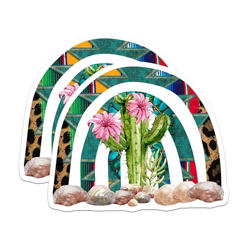 (2 Pack) Cactus Rainbow Magnets - Southwest Rainbow - Boho Home Decor - 5" On Longest Side - for Cars, Fridges, Toolboxes - Made in USA - MAG6024