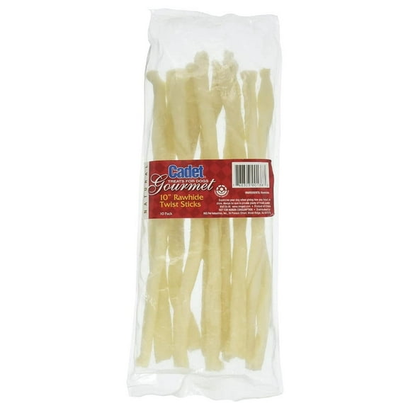 2 Pack Cadet Premium Grade Beef Hide Twist Sticks 10 Inch [Dog Stick and Twist Treats, New Dog Supplies, Bulk Dog Supplies, Cadet] 20 count (2 x 10 ct)