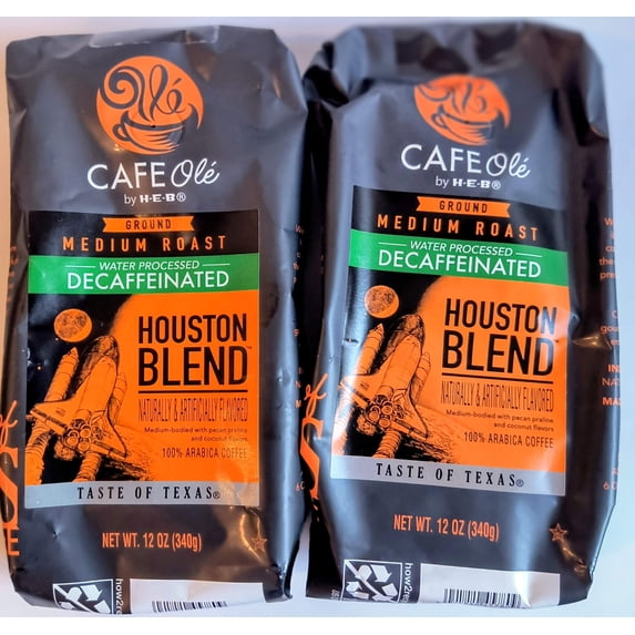 2 Pack Cafe Olé Houston Blend Decaf Ground Coffee Medium Roast 12oz