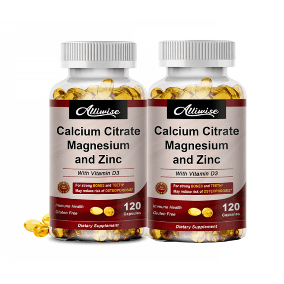 (2 Pack)Calcium Magnesium Zinc Supplement with Vitamin D3 for Bone Strength,Heart Health,Immune Function Support,Gluten Free,240 Ct