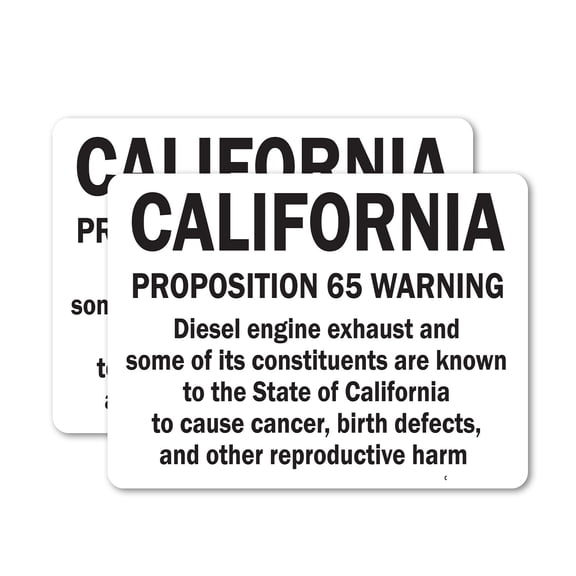 (2 Pack) California Proposition 65 Warning Decal - Diesel Exhaust OSHA ANSI Sign 5 Inch X 3.5 Inch Vinyl Label Decal Sticker Weather Resistant, UV Protected for Workplace, Business, and
