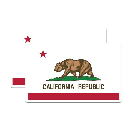 (2 Pack) California State Flag Stickers - CA State Flag Sticker - Choose from 50 States - 5 Inches On Longest Side - Premium Vinyl - for Cars, Skateboards, Laptops - Made in USA - BMCS1291