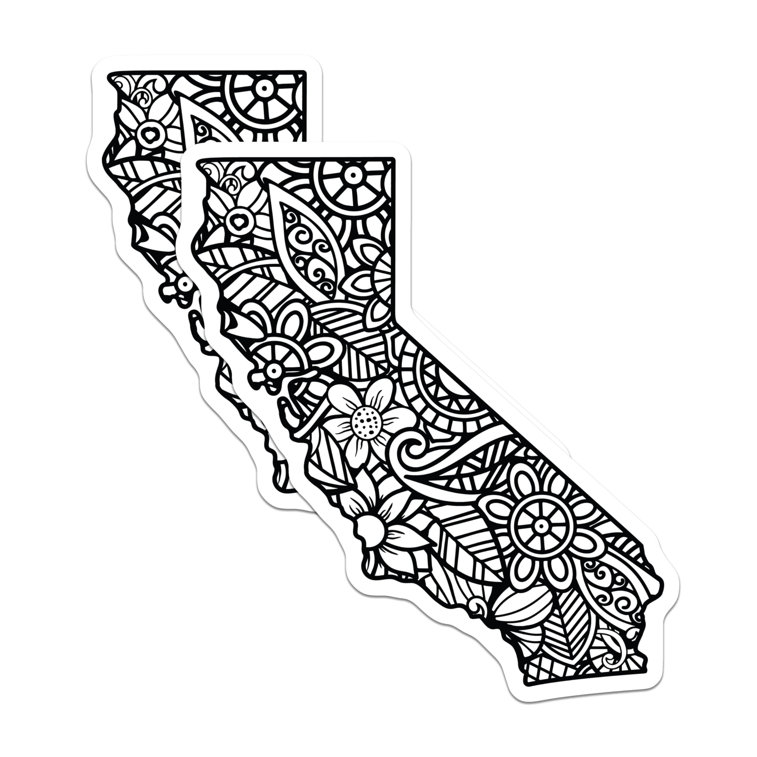 (2 Pack) California State Stickers - Floral Art Decals - Detailed ...