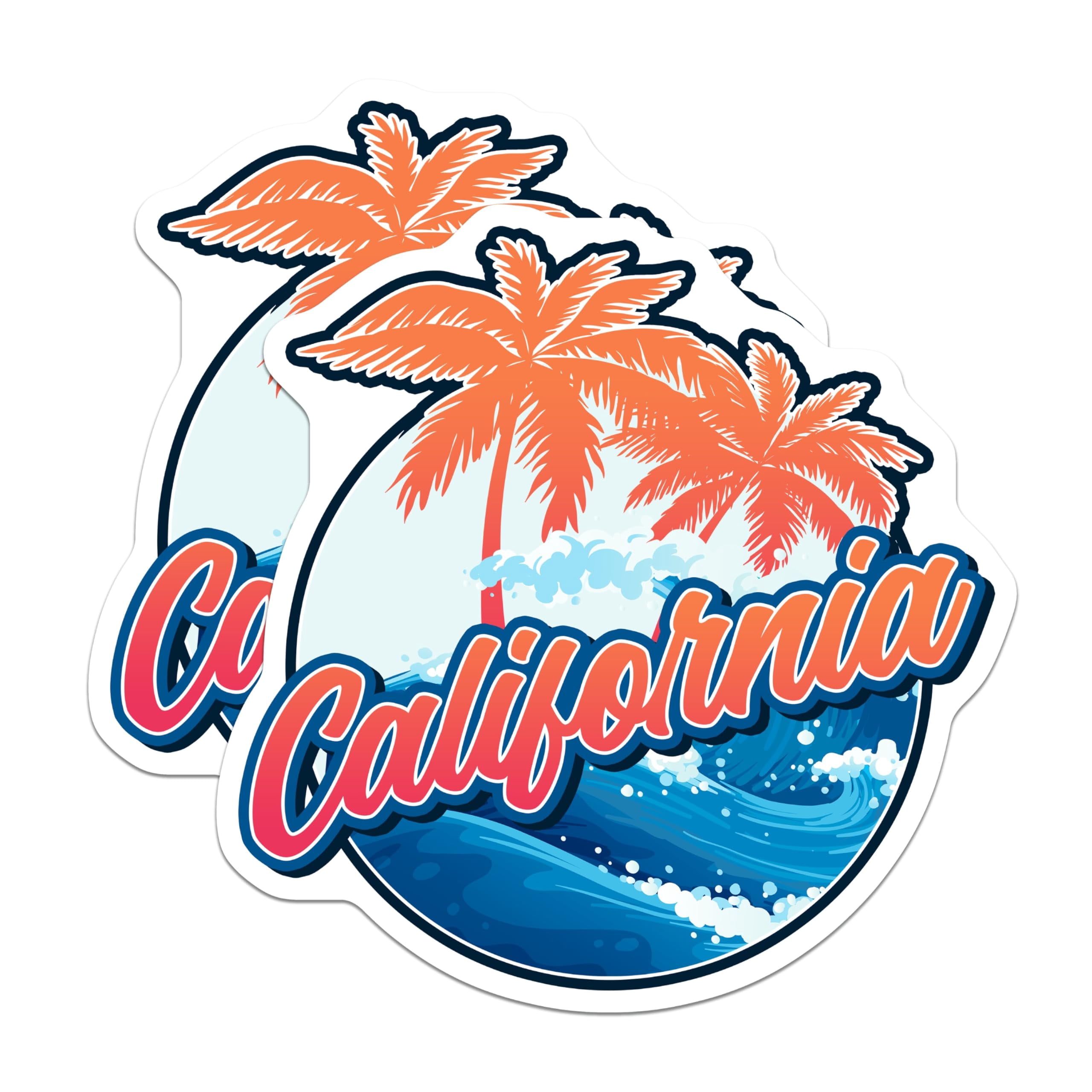 (2 Pack) California Stickers - Palm Tree - West Coast Souvenir Decals ...