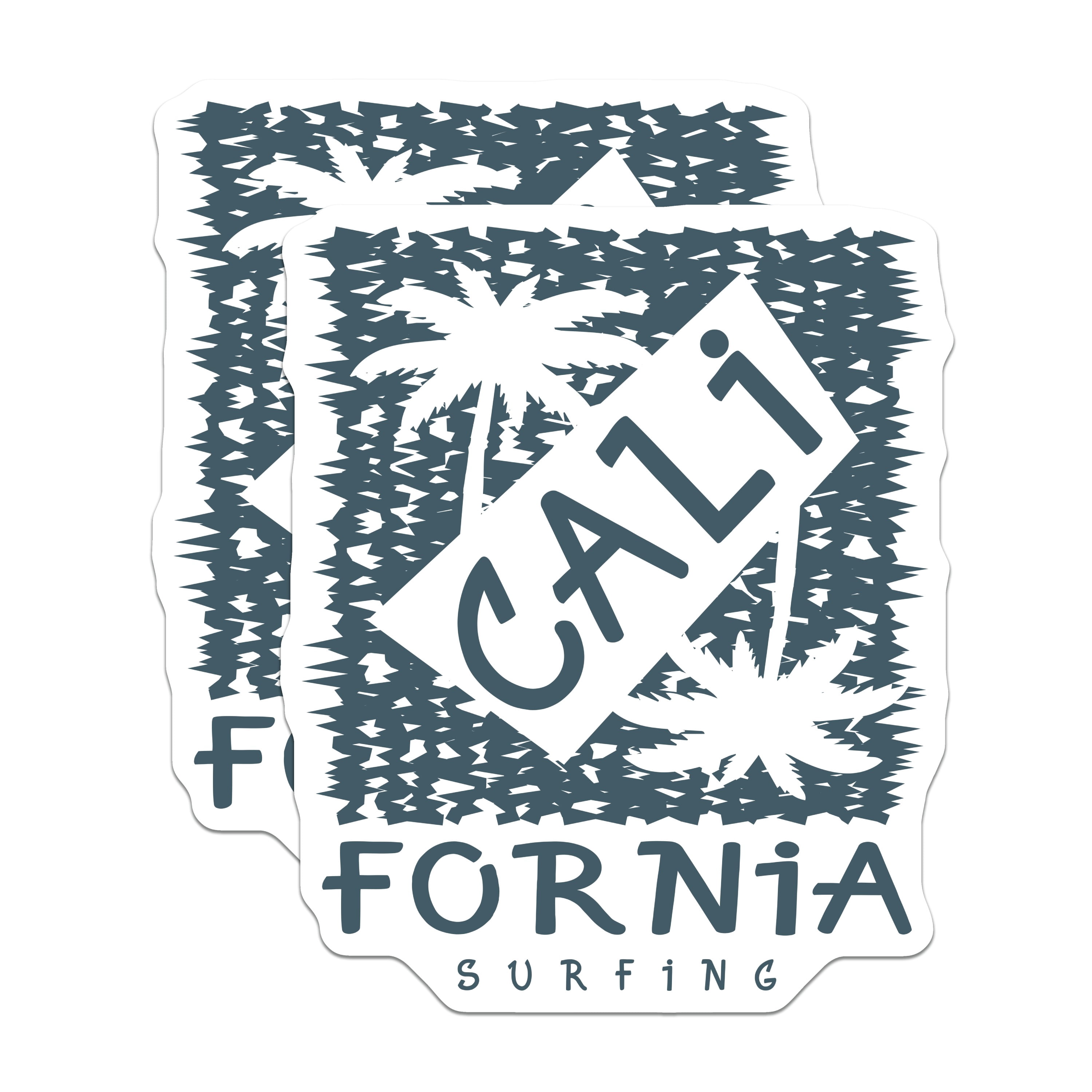 (2 Pack) California Stickers - Surfing Decals - Cali Palm Tree Stickers ...