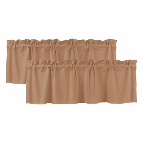 2 Pack Camel Valance for Window Light Brown Solid Background Autumnal Rustic Farmhouse Kitchen Valance Rod Pocket Short Curtain Topper Decorative Window Treatment for Living Room Bedroom 42"x12"