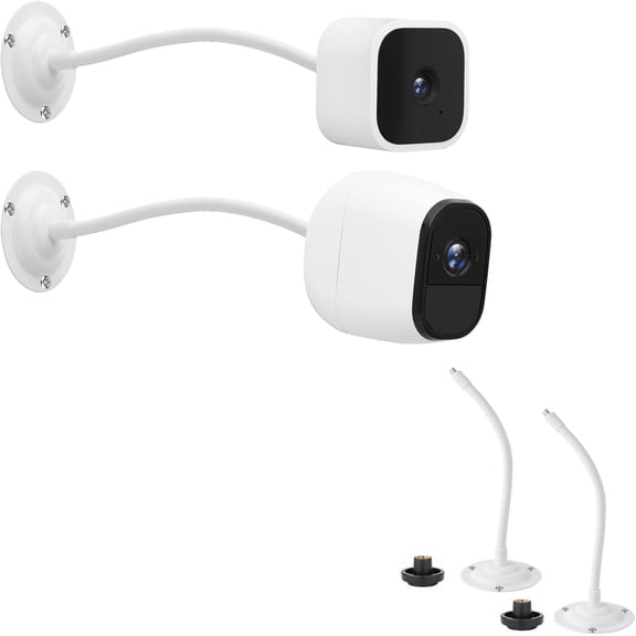 2 Pack Camera Flexible Wall Mount Holder Compatible with Arlo///Nest//SimpliSafe Camera,Adjustment 8 inch Long Gooseneck Arm with Metal Base,1/4"-20 Threaded Screw,White