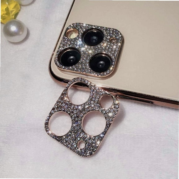 2 Pack Camera Lens Cover Protector Compatible with iPhone 12 pro 3D Glitter Bling Diamond Camera Lens Cover Sticker Protector (Rose Gold)