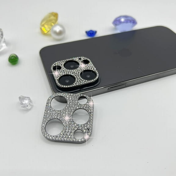 2 Pack Camera Lens Protector Compatible with iPhone 14 pro/14 pro max &iPhone 15 pro/15 promax 3D Glitter Bling Diamond Camera Lens Cover Sticker Protector (for 14 15 pro promax Black)