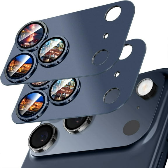 2 Pack Camera Lens Protector Compatible with iPhone 17 Pro Max,Metal Aluminum Alloy Tempered Glass Camera Protector,Case Friendly