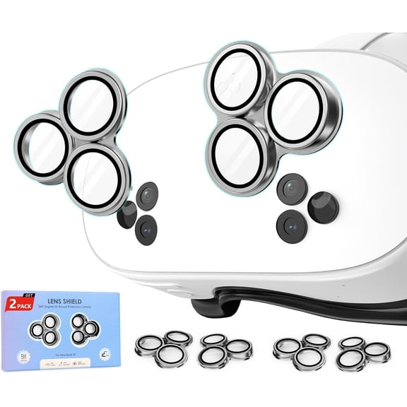 2-Pack Camera Lens Protector for Meta/Oculus Quest 3s, VR Accessories Lens Cover, 9H Tempered Glass Full-Cover Screen Protector, Anti-Scratch & Anti-Fingerprint for Enhanced VR Clarity